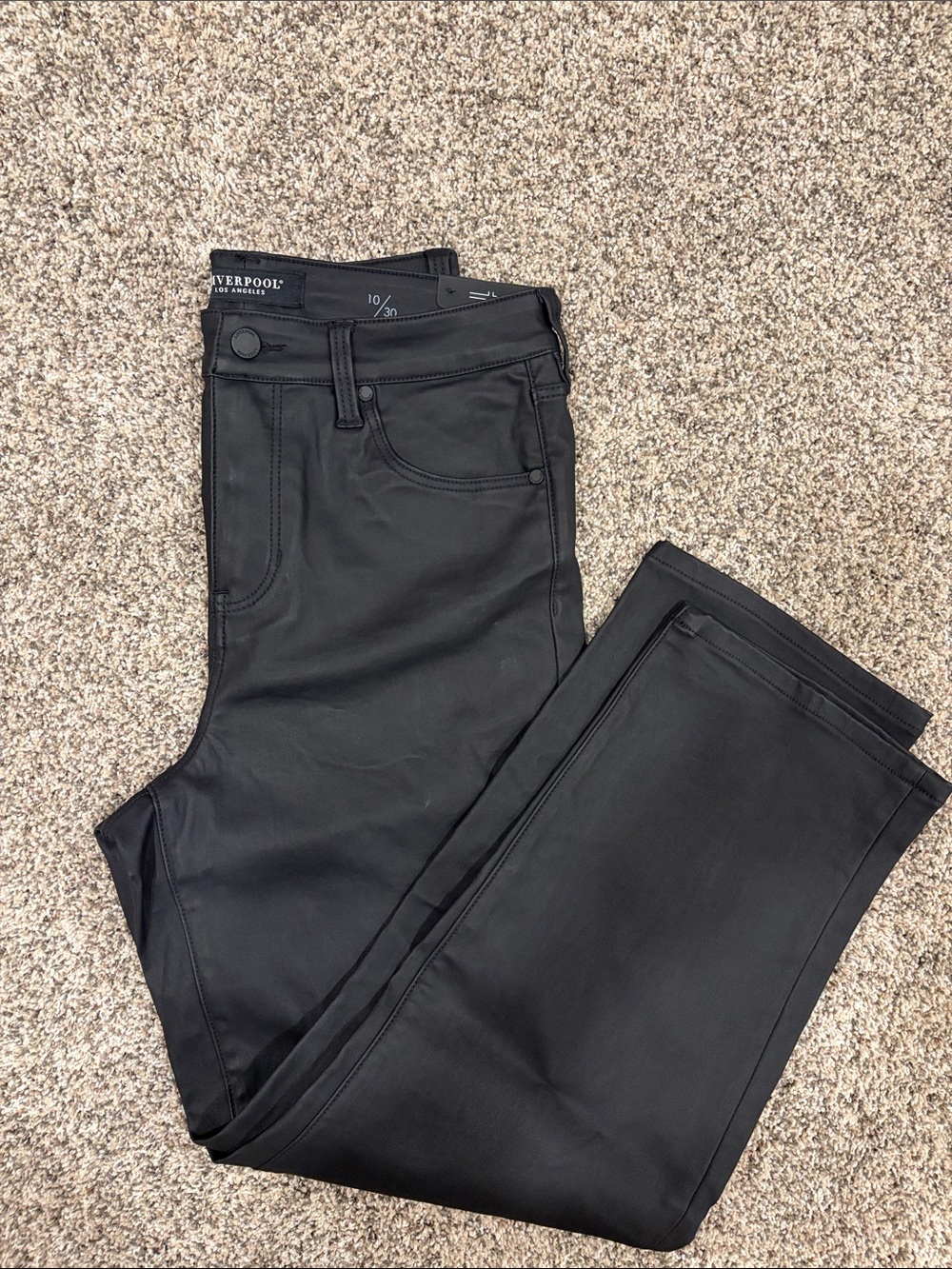 Liverpool Black Straight Leg Coated Jeans